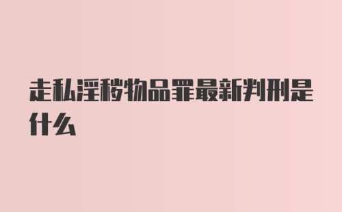 走私淫秽物品罪最新判刑是什么