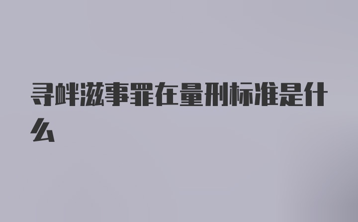 寻衅滋事罪在量刑标准是什么