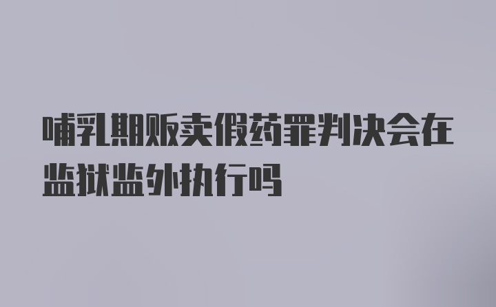 哺乳期贩卖假药罪判决会在监狱监外执行吗