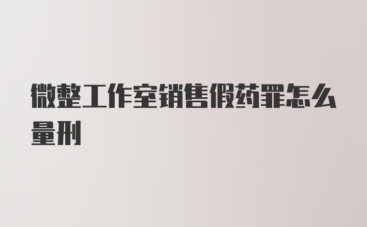 微整工作室销售假药罪怎么量刑