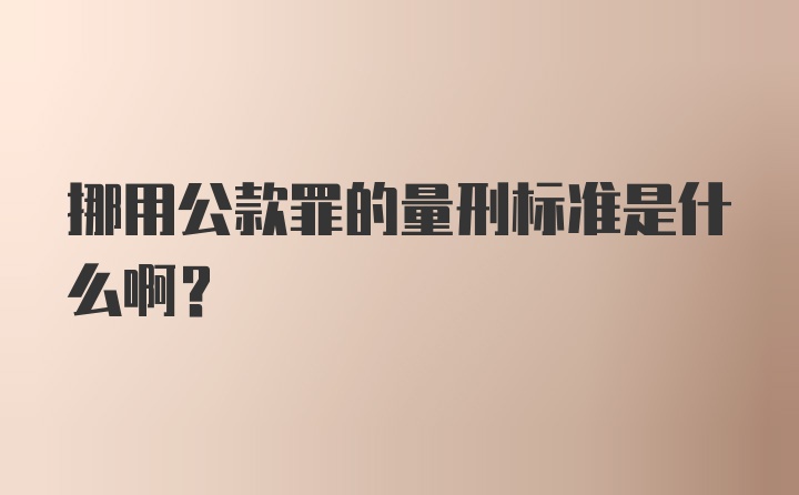 挪用公款罪的量刑标准是什么啊？