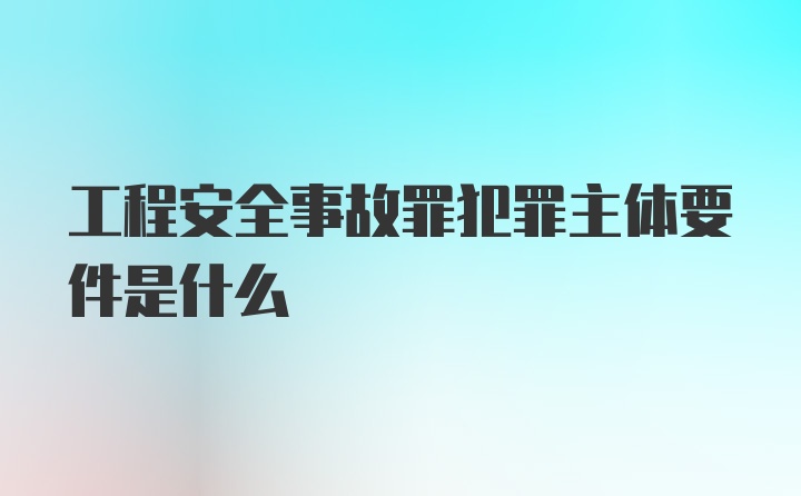 工程安全事故罪犯罪主体要件是什么