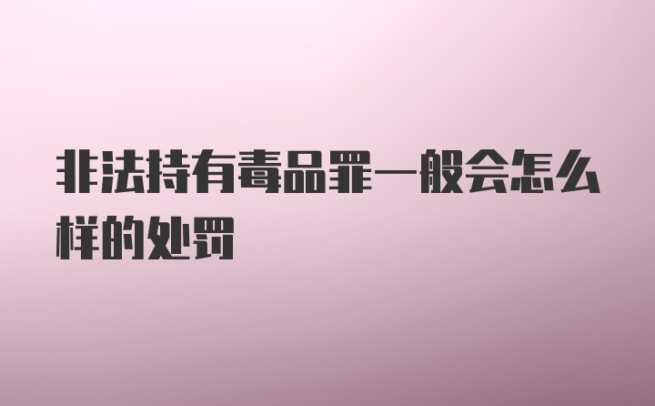 非法持有毒品罪一般会怎么样的处罚