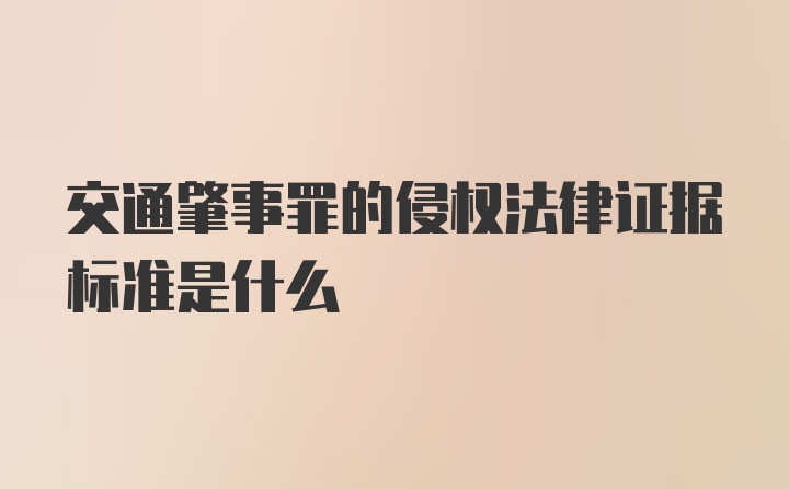 交通肇事罪的侵权法律证据标准是什么