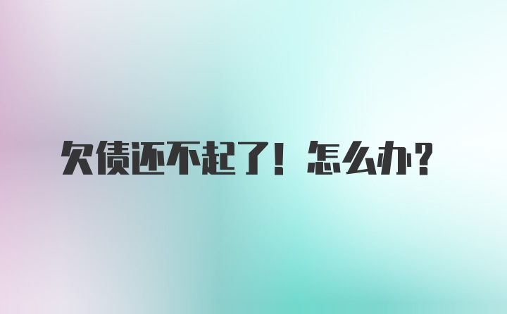 欠债还不起了！怎么办？