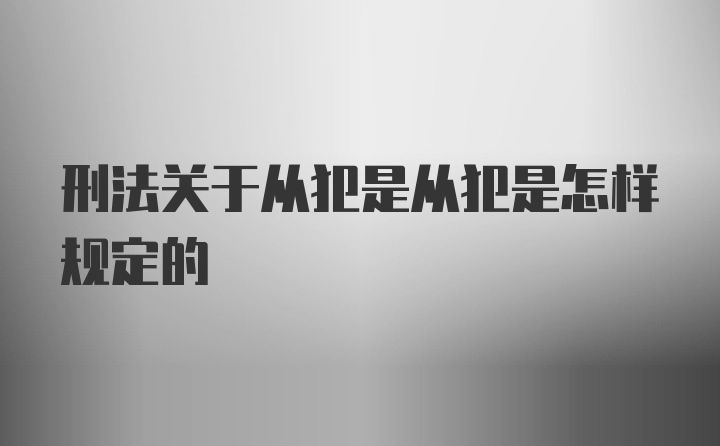 刑法关于从犯是从犯是怎样规定的