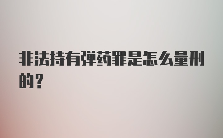 非法持有弹药罪是怎么量刑的？