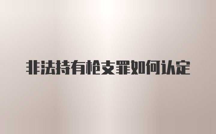 非法持有枪支罪如何认定