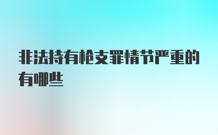 非法持有枪支罪情节严重的有哪些