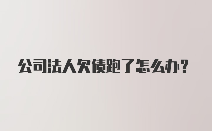 公司法人欠债跑了怎么办？