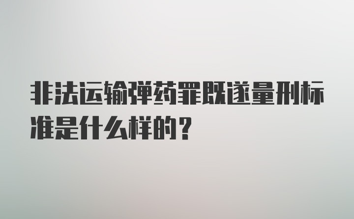 非法运输弹药罪既遂量刑标准是什么样的？