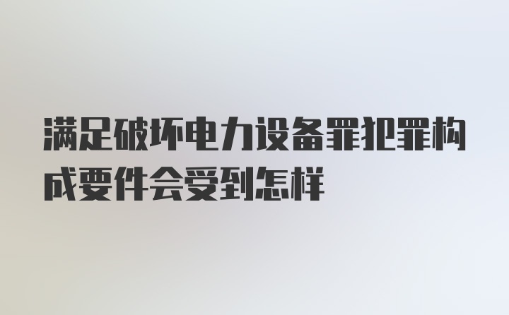 满足破坏电力设备罪犯罪构成要件会受到怎样