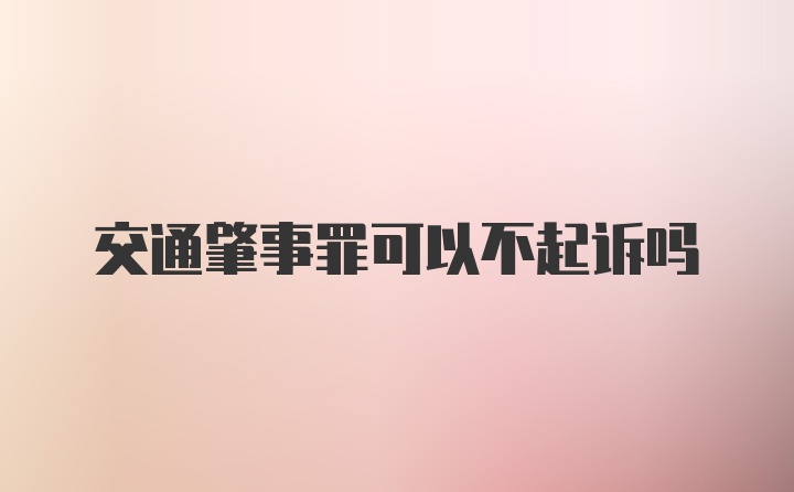 交通肇事罪可以不起诉吗