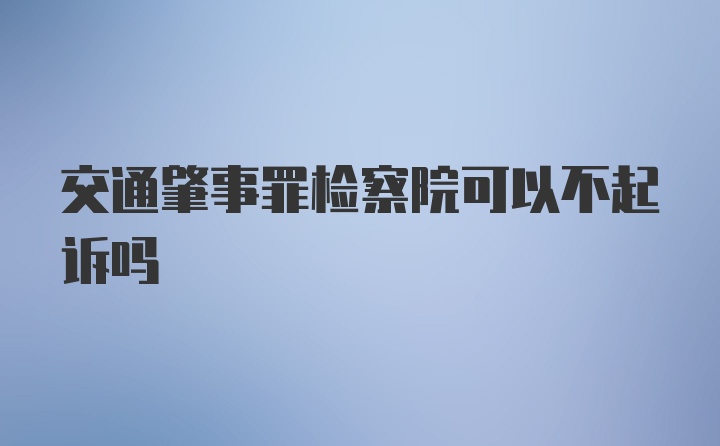 交通肇事罪检察院可以不起诉吗