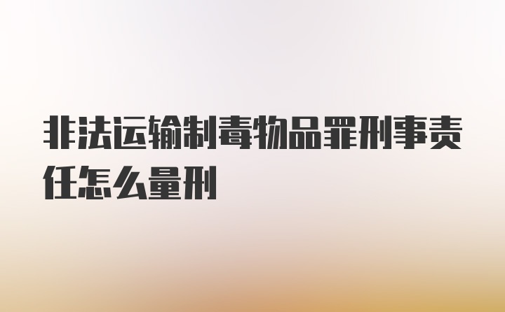 非法运输制毒物品罪刑事责任怎么量刑