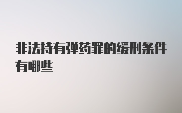 非法持有弹药罪的缓刑条件有哪些