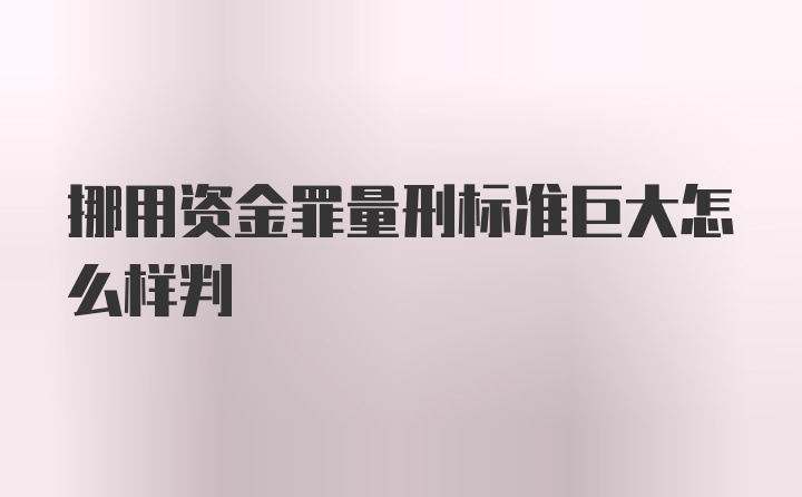 挪用资金罪量刑标准巨大怎么样判