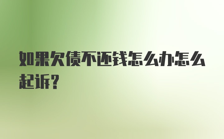 如果欠债不还钱怎么办怎么起诉？