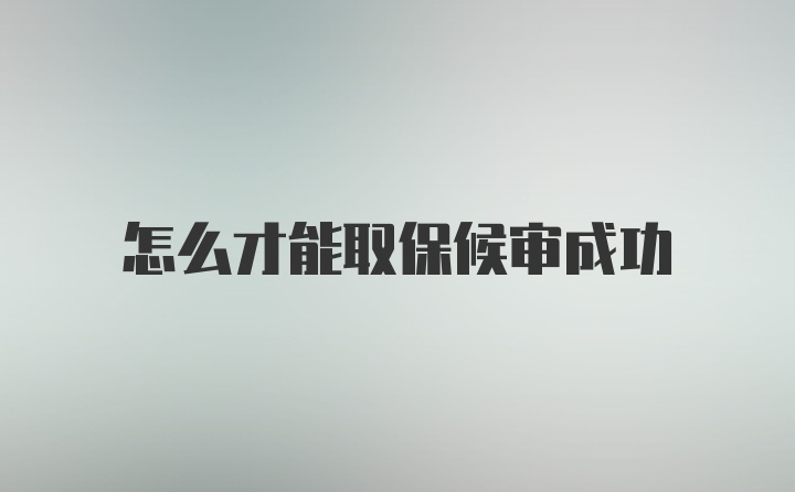 怎么才能取保候审成功