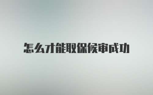 怎么才能取保候审成功