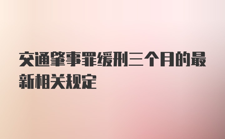 交通肇事罪缓刑三个月的最新相关规定