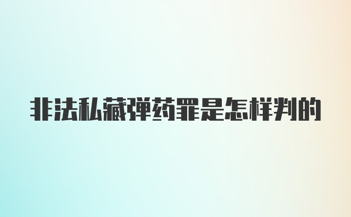 非法私藏弹药罪是怎样判的