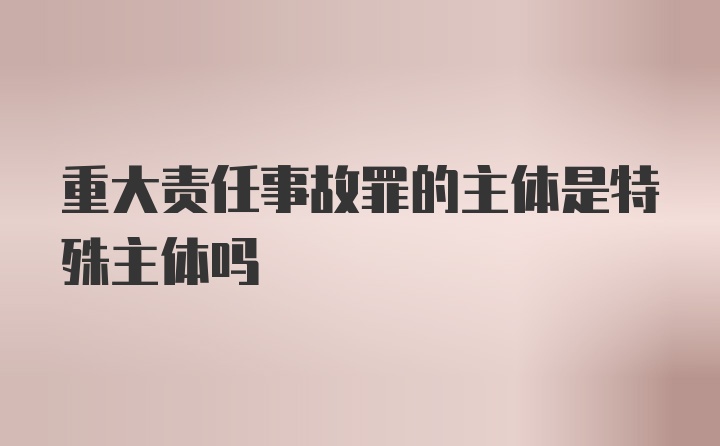 重大责任事故罪的主体是特殊主体吗