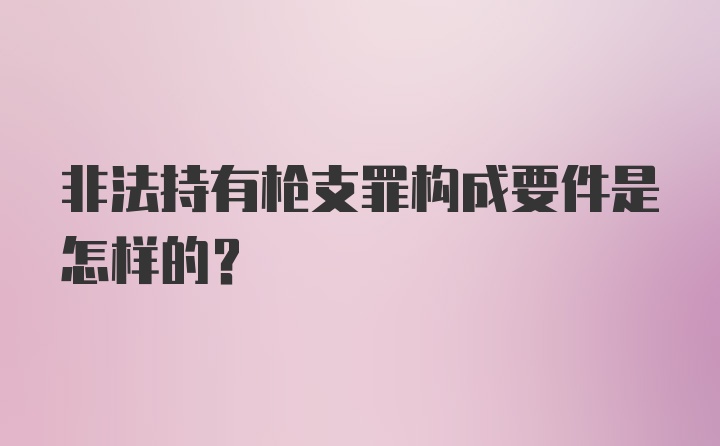 非法持有枪支罪构成要件是怎样的？