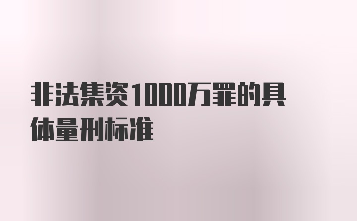 非法集资1000万罪的具体量刑标准