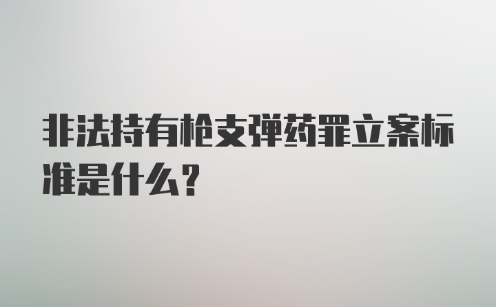 非法持有枪支弹药罪立案标准是什么?