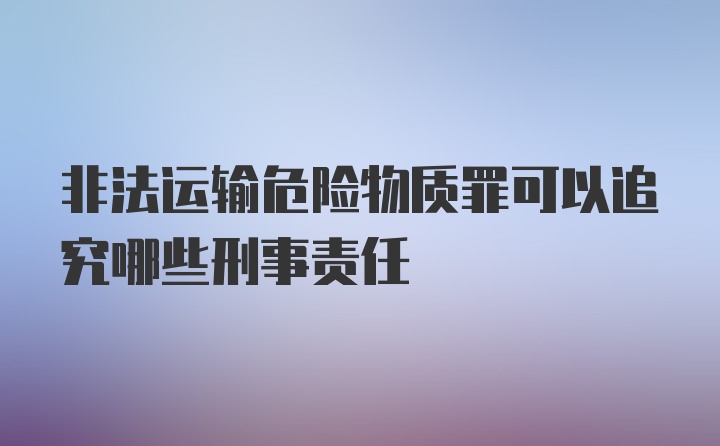 非法运输危险物质罪可以追究哪些刑事责任