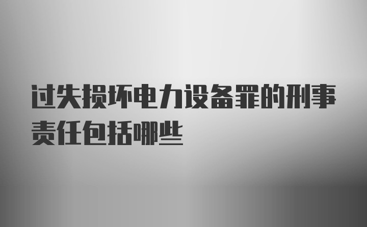 过失损坏电力设备罪的刑事责任包括哪些