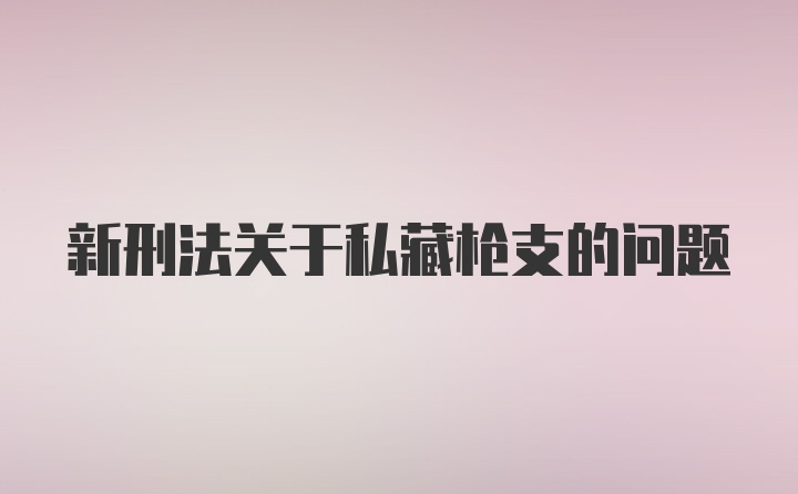 新刑法关于私藏枪支的问题