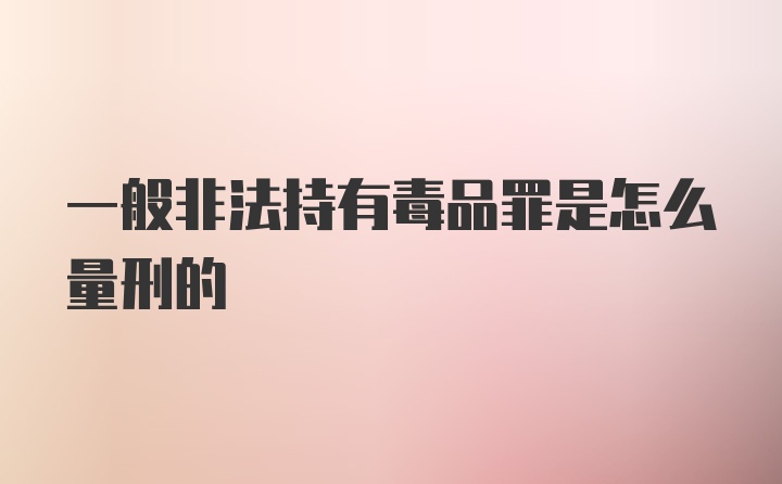 一般非法持有毒品罪是怎么量刑的