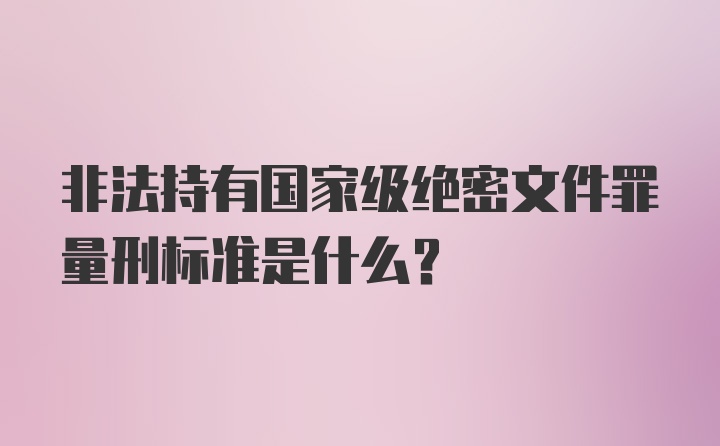 非法持有国家级绝密文件罪量刑标准是什么？