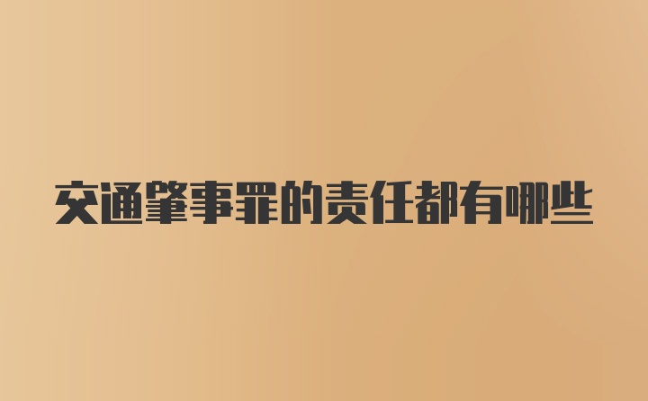 交通肇事罪的责任都有哪些