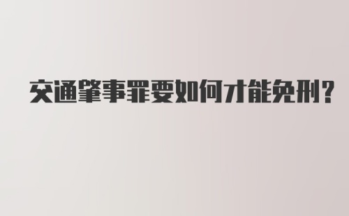 交通肇事罪要如何才能免刑？