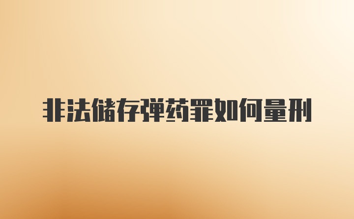 非法储存弹药罪如何量刑