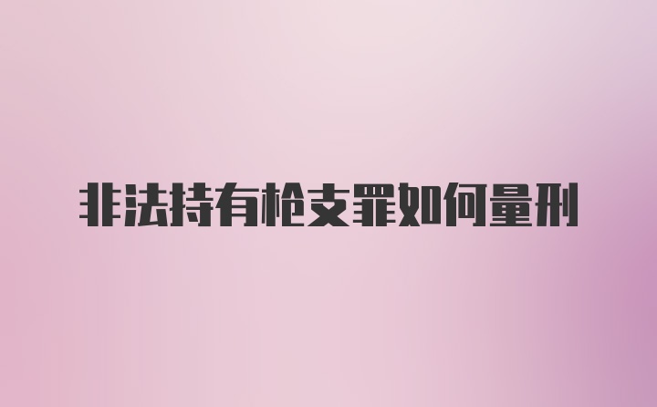 非法持有枪支罪如何量刑