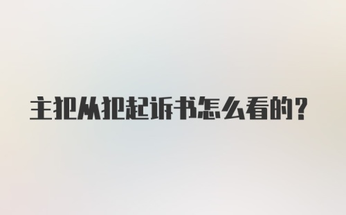 主犯从犯起诉书怎么看的？