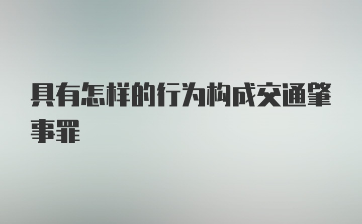 具有怎样的行为构成交通肇事罪