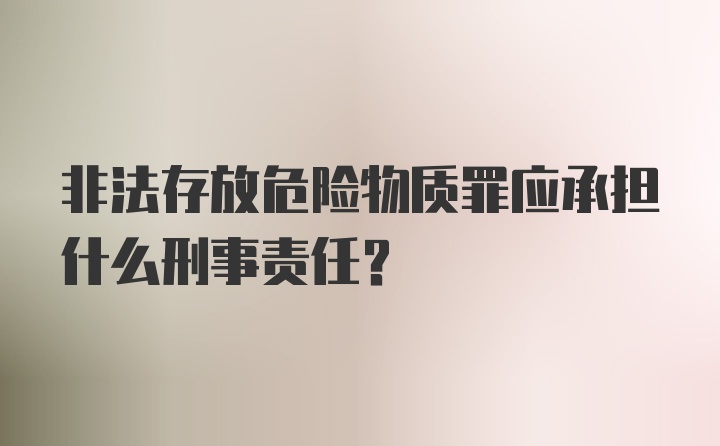 非法存放危险物质罪应承担什么刑事责任?