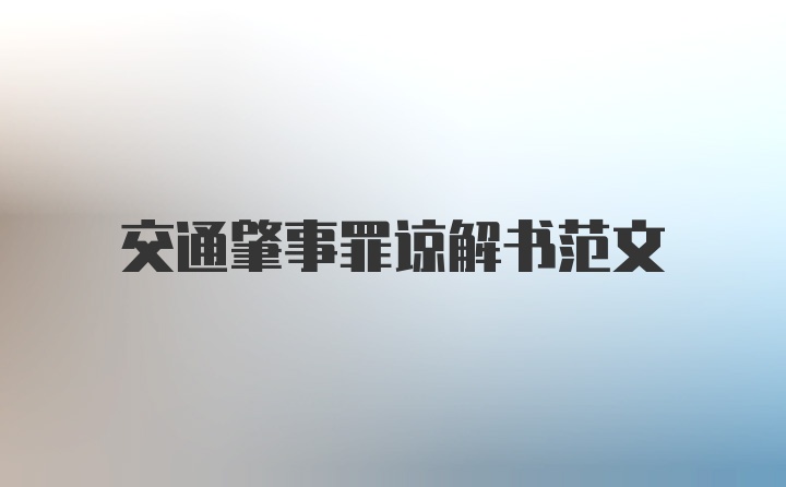 交通肇事罪谅解书范文