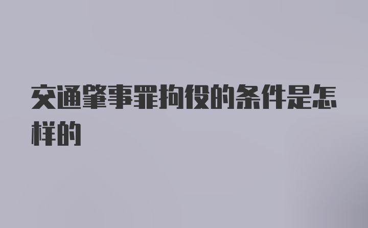 交通肇事罪拘役的条件是怎样的