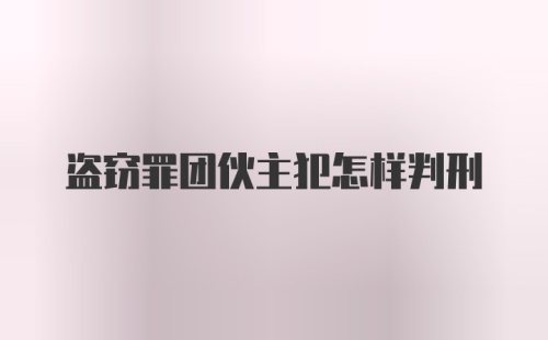 盗窃罪团伙主犯怎样判刑