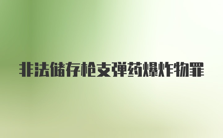 非法储存枪支弹药爆炸物罪