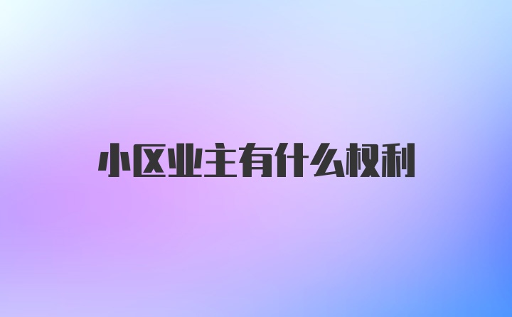 小区业主有什么权利