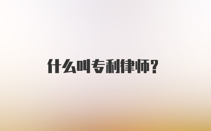 什么叫专利律师？