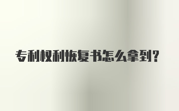 专利权利恢复书怎么拿到？