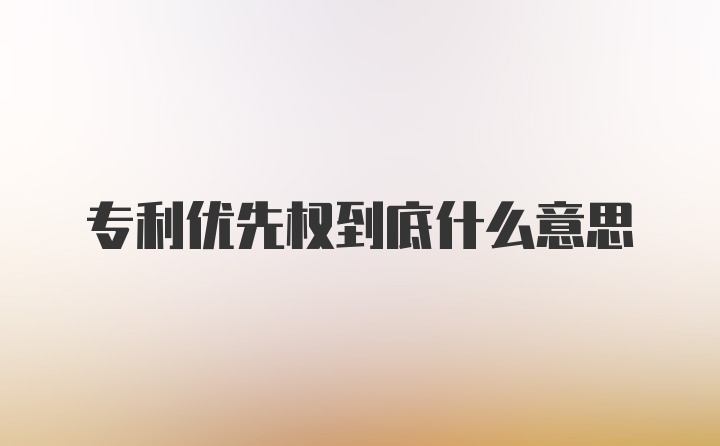 专利优先权到底什么意思